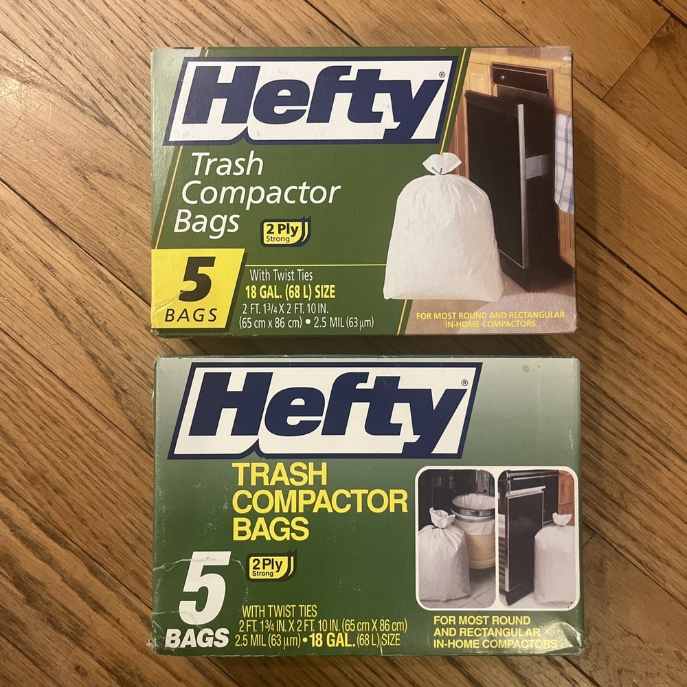 Hefty Trash Compactor Bags 18 Gallon, Backpack Liners 5 Per Box, 2 Boxes